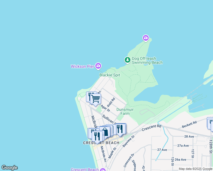 map of restaurants, bars, coffee shops, grocery stores, and more near in Surrey