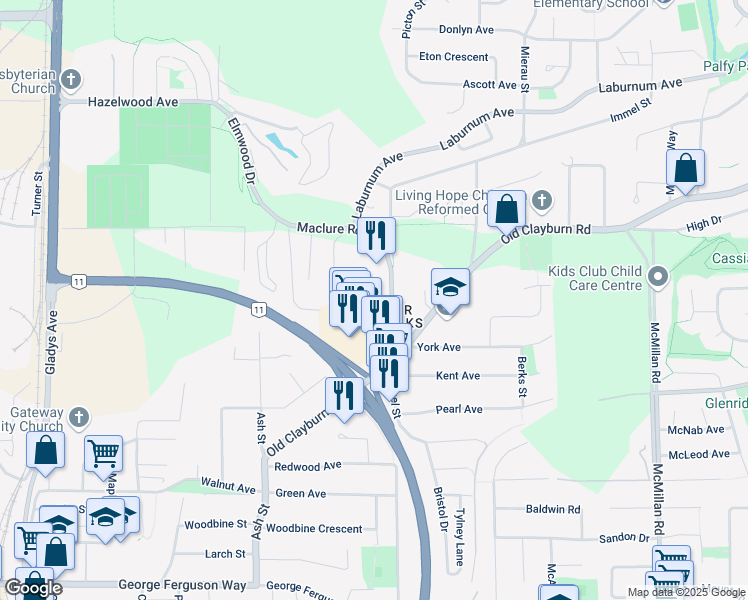 map of restaurants, bars, coffee shops, grocery stores, and more near 3087 Immel Street in Abbotsford