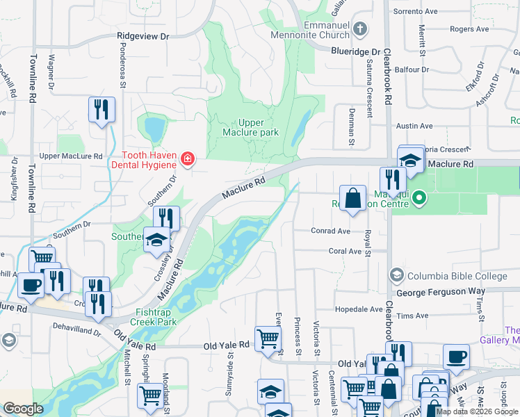 map of restaurants, bars, coffee shops, grocery stores, and more near 31706 Charlotte Avenue in Abbotsford