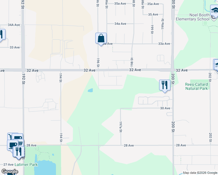 map of restaurants, bars, coffee shops, grocery stores, and more near 19664 31A Avenue in Langley Township