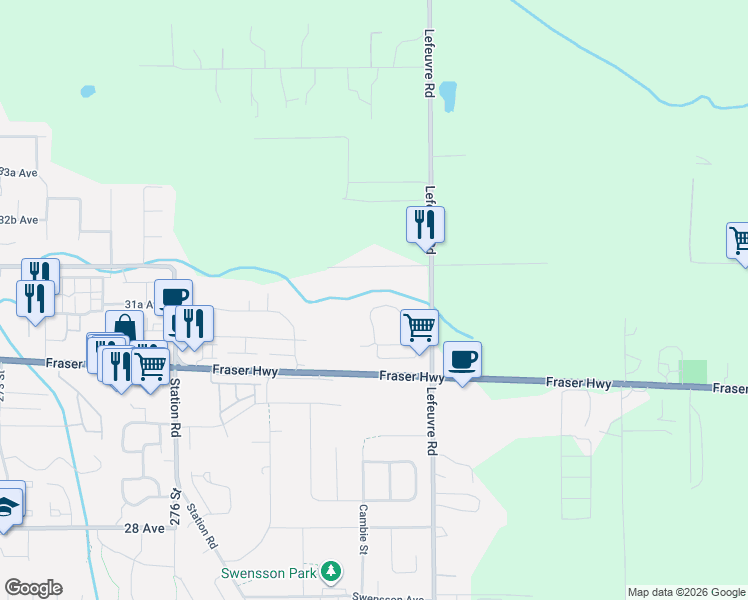 map of restaurants, bars, coffee shops, grocery stores, and more near 3176 Engineer Crescent in Abbotsford
