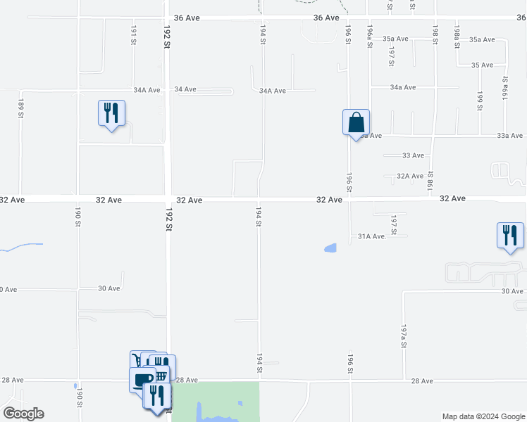map of restaurants, bars, coffee shops, grocery stores, and more near in White Rock