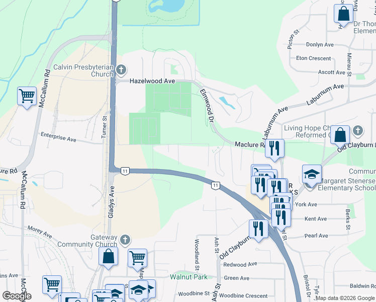 map of restaurants, bars, coffee shops, grocery stores, and more near 34118 Maclure Road in Abbotsford