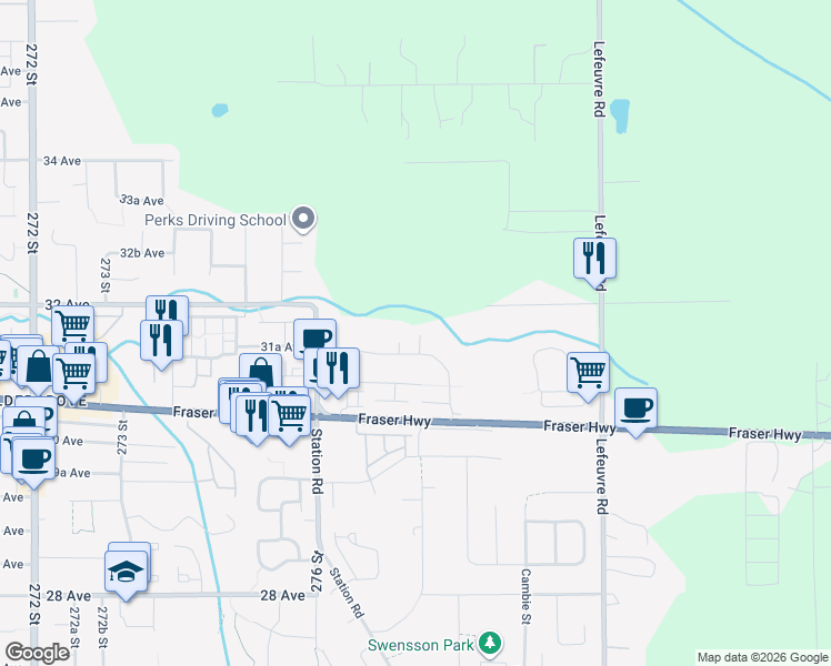 map of restaurants, bars, coffee shops, grocery stores, and more near 27733 Porter Drive in Abbotsford