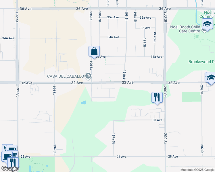 map of restaurants, bars, coffee shops, grocery stores, and more near in Langley Township