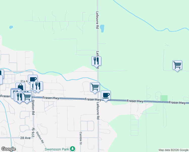map of restaurants, bars, coffee shops, grocery stores, and more near 3177 Lefeuvre Road in Abbotsford