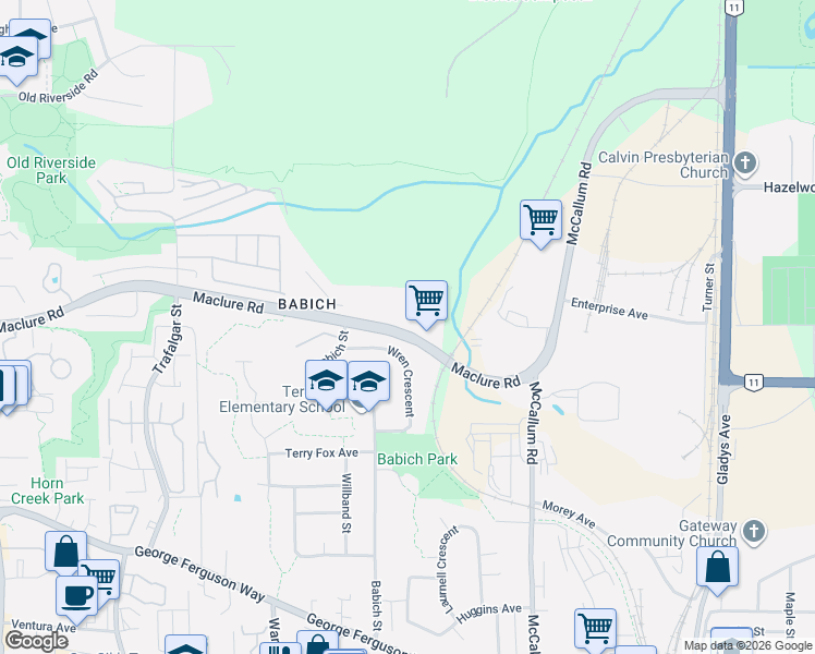map of restaurants, bars, coffee shops, grocery stores, and more near 33425 Maclure Road in Abbotsford