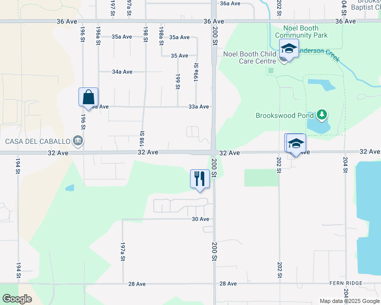 map of restaurants, bars, coffee shops, grocery stores, and more near 27090 32 Avenue in Langley