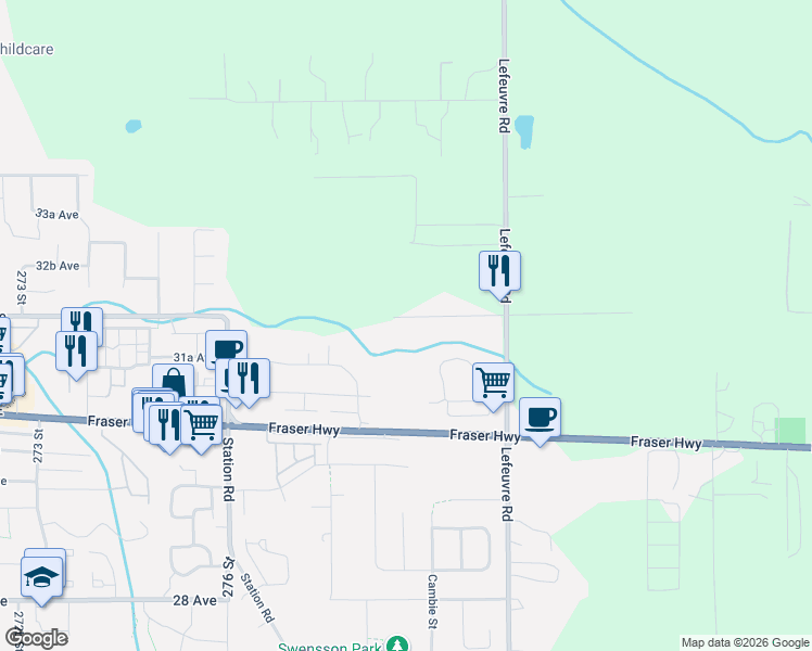 map of restaurants, bars, coffee shops, grocery stores, and more near 27858 Maclure Road in Abbotsford