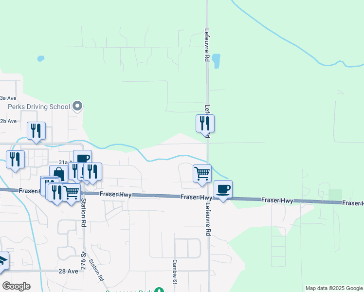 map of restaurants, bars, coffee shops, grocery stores, and more near 27918 Maclure Road in Abbotsford
