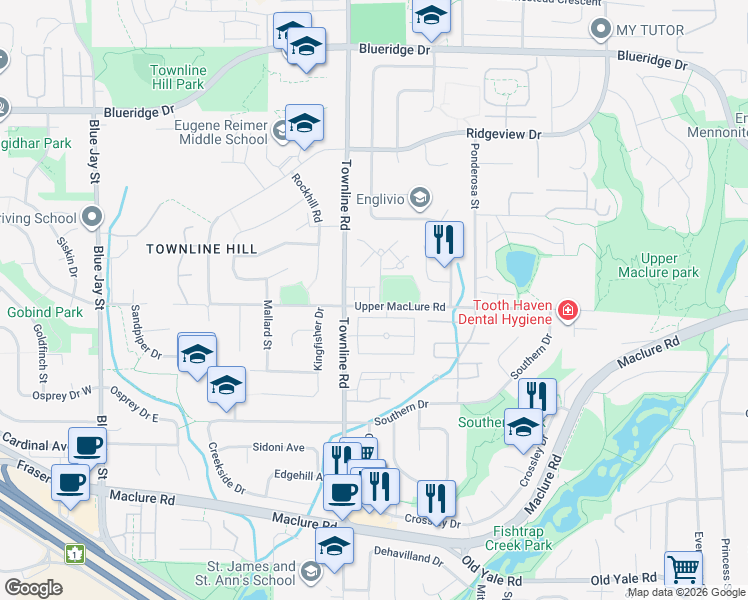 map of restaurants, bars, coffee shops, grocery stores, and more near in Abbotsford