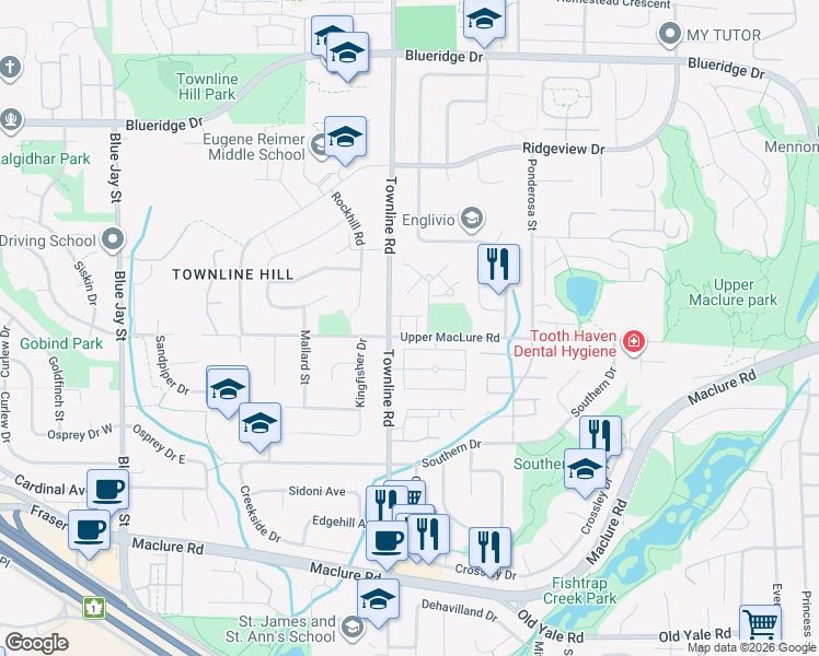 map of restaurants, bars, coffee shops, grocery stores, and more near in Abbotsford