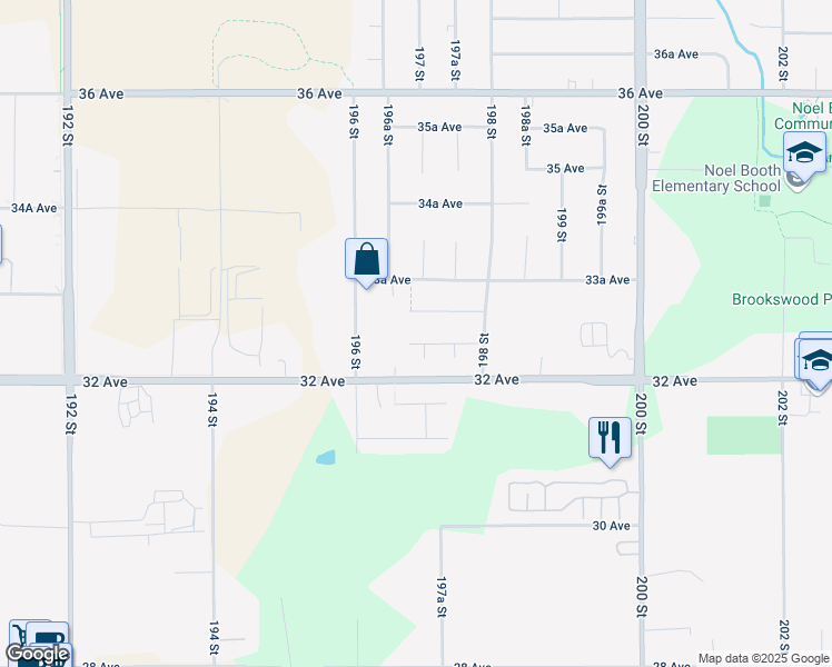 map of restaurants, bars, coffee shops, grocery stores, and more near 19691 32a Avenue in Langley Township