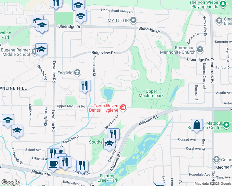 map of restaurants, bars, coffee shops, grocery stores, and more near 31450 Spur Ave in Abbotsford