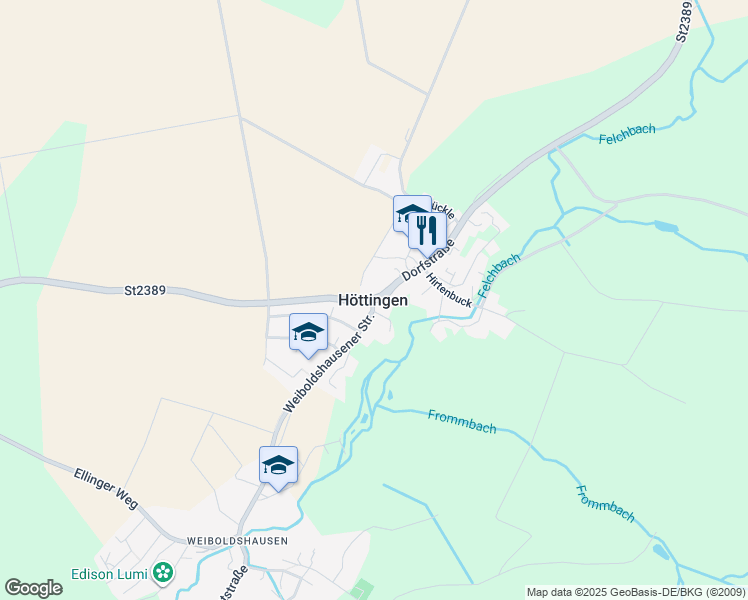 map of restaurants, bars, coffee shops, grocery stores, and more near in Höttingen