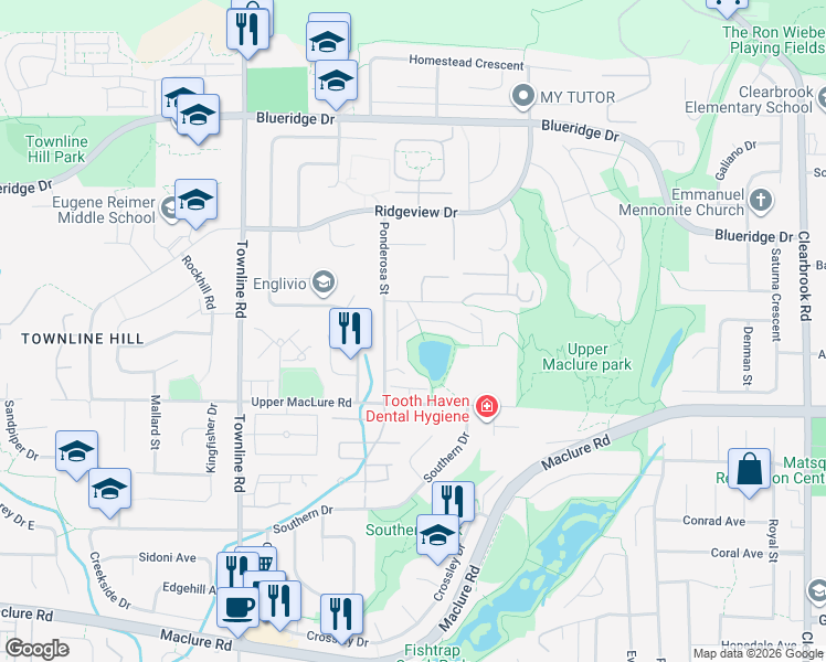 map of restaurants, bars, coffee shops, grocery stores, and more near 31450 Spur Avenue in Abbotsford