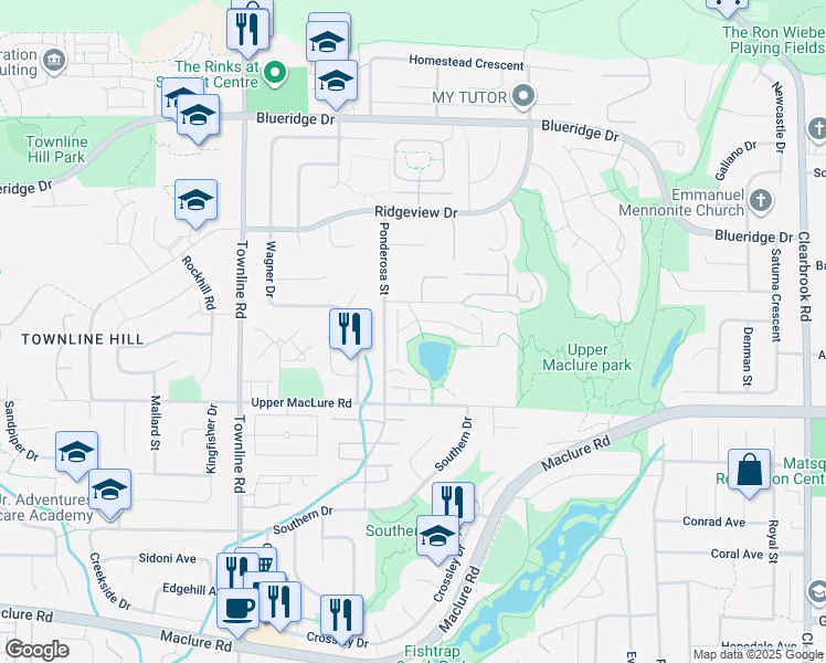 map of restaurants, bars, coffee shops, grocery stores, and more near 31450 Spur Avenue in Abbotsford