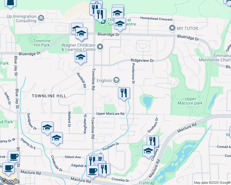 map of restaurants, bars, coffee shops, grocery stores, and more near 3295 Nadeau Place in Abbotsford