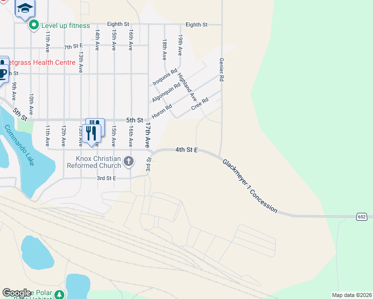 map of restaurants, bars, coffee shops, grocery stores, and more near Highway 652 in Cochrane