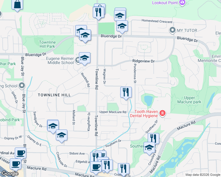 map of restaurants, bars, coffee shops, grocery stores, and more near 31274 Wagner Drive in Abbotsford