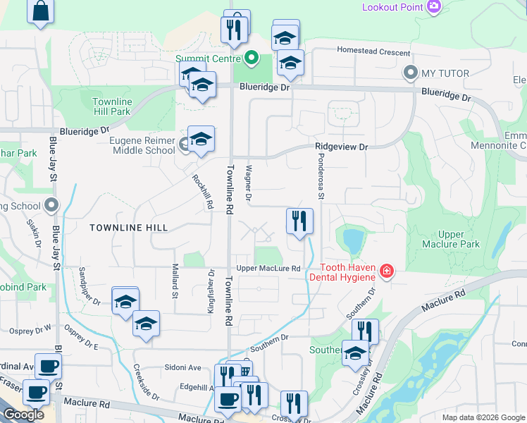 map of restaurants, bars, coffee shops, grocery stores, and more near 31274 Wagner Avenue in Abbotsford