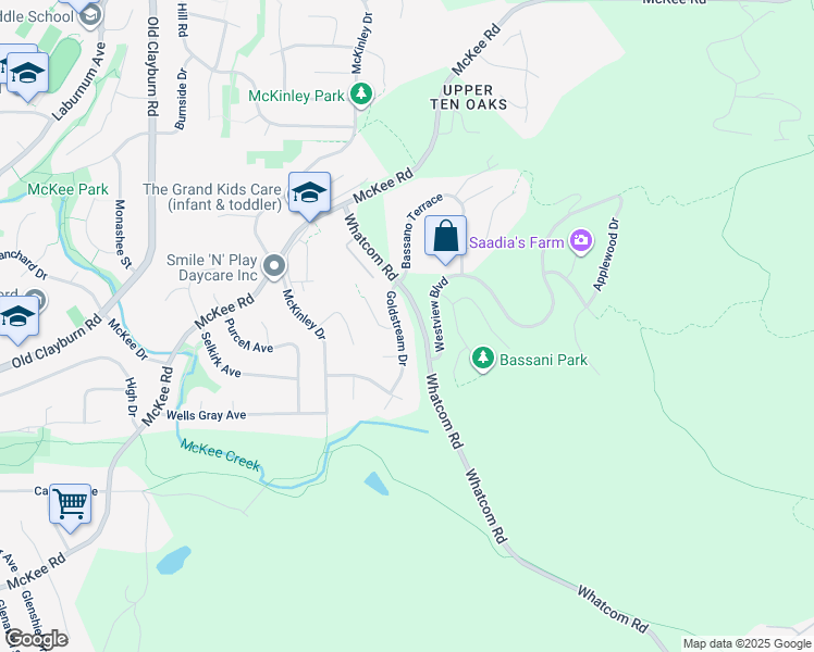 map of restaurants, bars, coffee shops, grocery stores, and more near 3330 Goldstream Drive in Abbotsford
