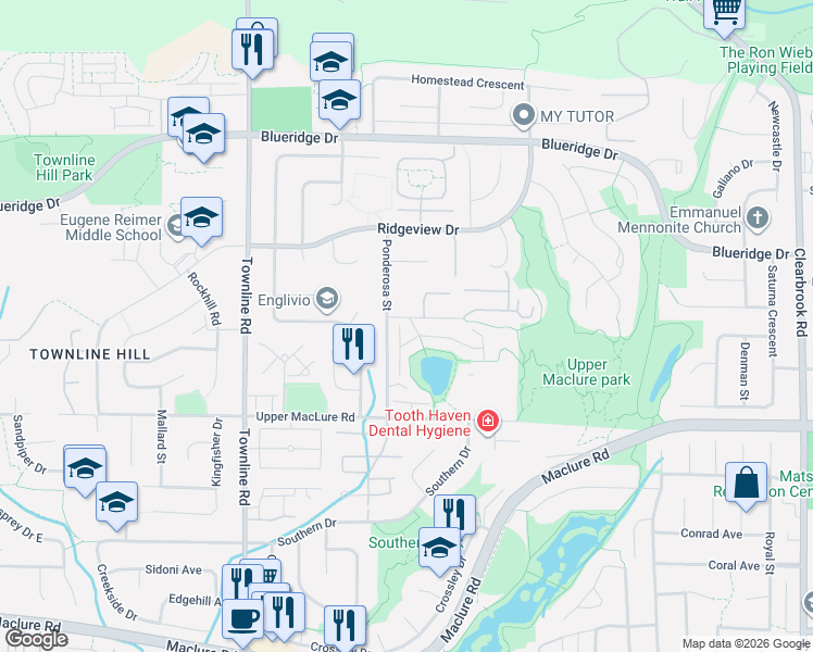 map of restaurants, bars, coffee shops, grocery stores, and more near 31450 Spur Avenue in Abbotsford