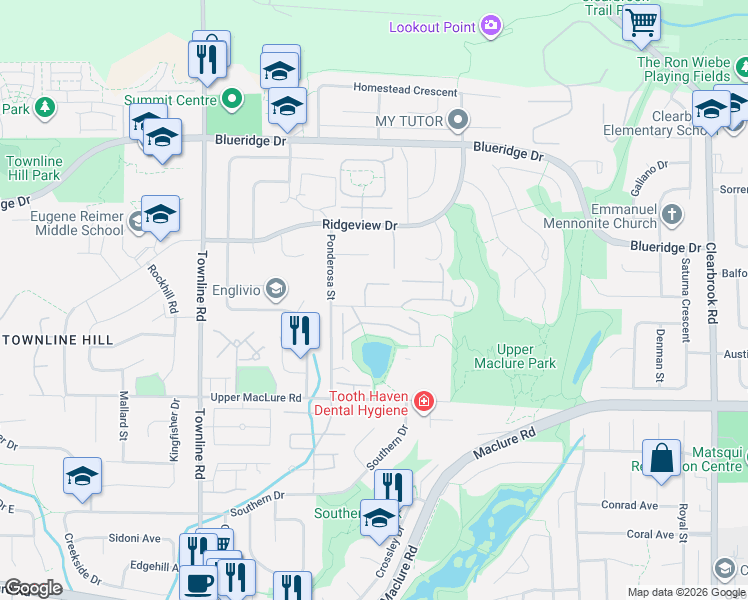 map of restaurants, bars, coffee shops, grocery stores, and more near 31499 Spur Avenue in Abbotsford