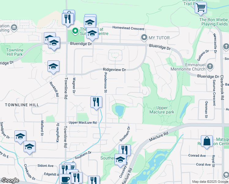 map of restaurants, bars, coffee shops, grocery stores, and more near 31491 Spur Avenue in Abbotsford