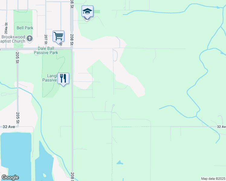 map of restaurants, bars, coffee shops, grocery stores, and more near 3356 210 Street in Langley