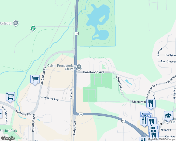 map of restaurants, bars, coffee shops, grocery stores, and more near 33973 Hazelwood Avenue in Abbotsford