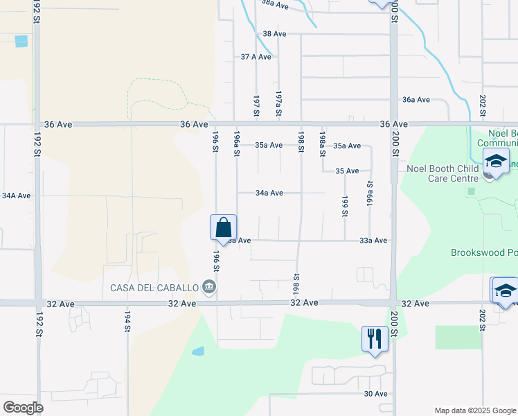 map of restaurants, bars, coffee shops, grocery stores, and more near 3389 197 Street in Langley