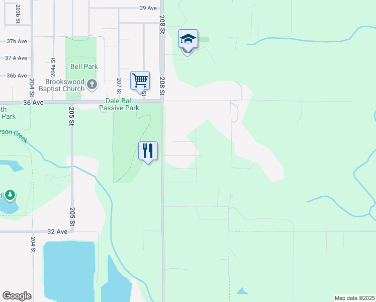 map of restaurants, bars, coffee shops, grocery stores, and more near 20875 34A Avenue in Langley Township