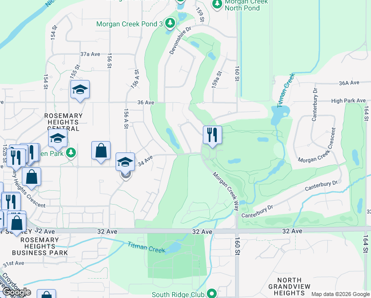 map of restaurants, bars, coffee shops, grocery stores, and more near 15783 Collingwood Crescent in Surrey
