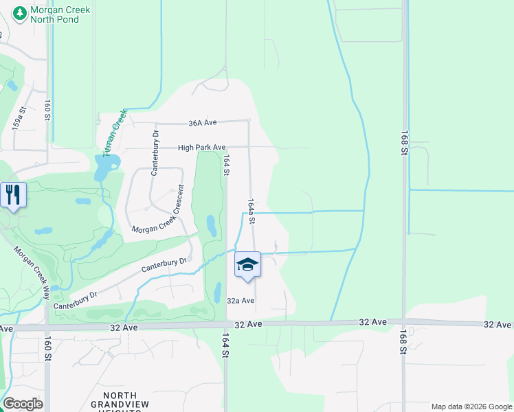 map of restaurants, bars, coffee shops, grocery stores, and more near 3472 164A Street in Surrey