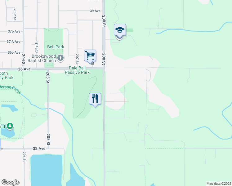 map of restaurants, bars, coffee shops, grocery stores, and more near 20869 35 Avenue in Langley Township