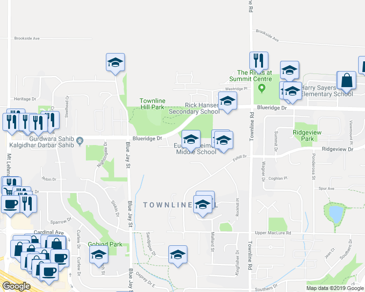 map of restaurants, bars, coffee shops, grocery stores, and more near 31980 Brookdale Court in Abbotsford