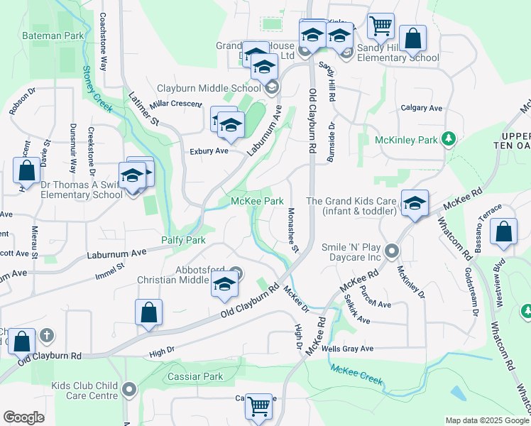 map of restaurants, bars, coffee shops, grocery stores, and more near in Abbotsford