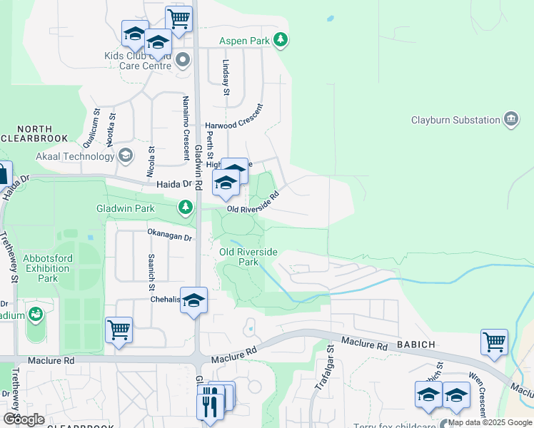map of restaurants, bars, coffee shops, grocery stores, and more near 32942 Banff Place in Abbotsford