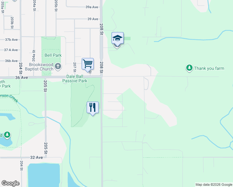 map of restaurants, bars, coffee shops, grocery stores, and more near 20892 35a Avenue in Langley Township