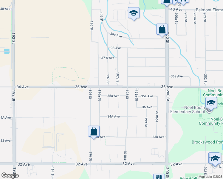 map of restaurants, bars, coffee shops, grocery stores, and more near 19714 36 Avenue in Langley Township