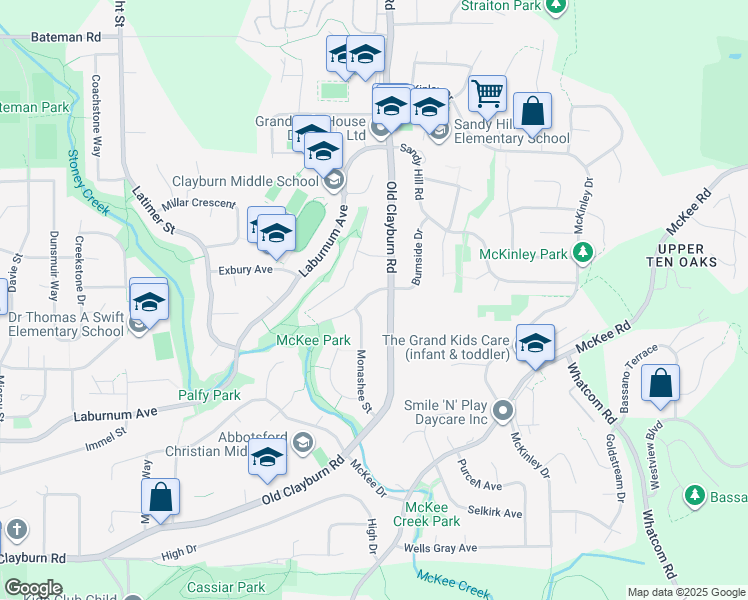 map of restaurants, bars, coffee shops, grocery stores, and more near 35186 Skeena Avenue in Abbotsford