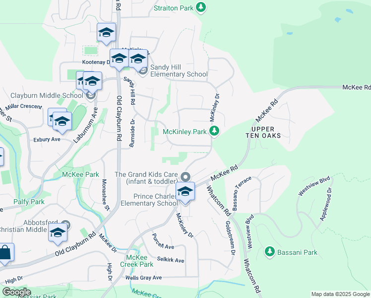 map of restaurants, bars, coffee shops, grocery stores, and more near 35428 Sandy Hill Road in Abbotsford