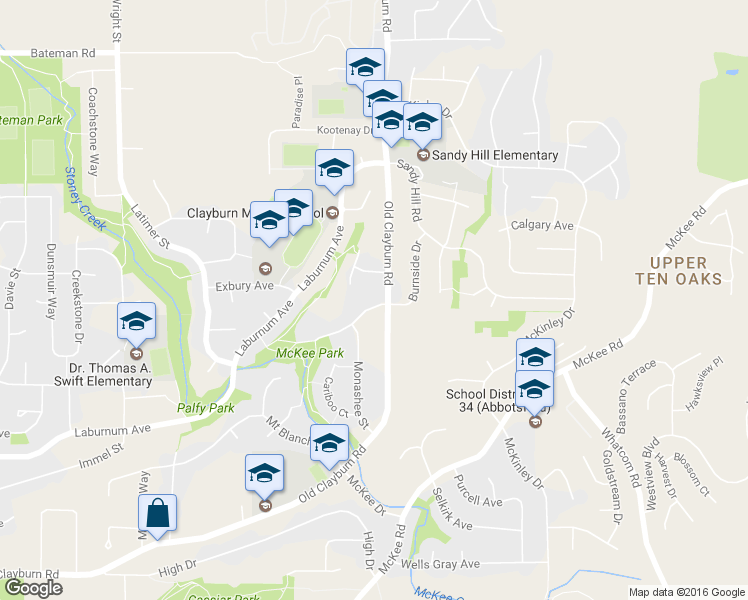 map of restaurants, bars, coffee shops, grocery stores, and more near 35195 Skeena Avenue in Abbotsford
