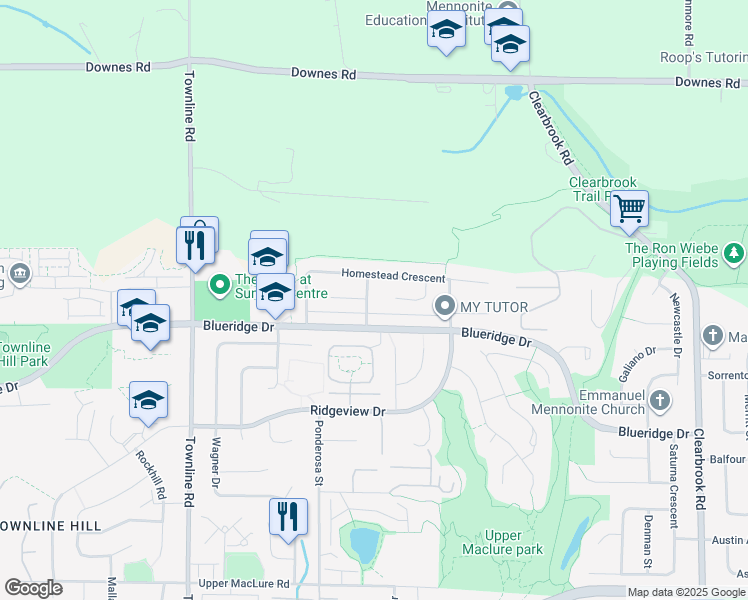 map of restaurants, bars, coffee shops, grocery stores, and more near 3620 Fieldgate Street in Abbotsford