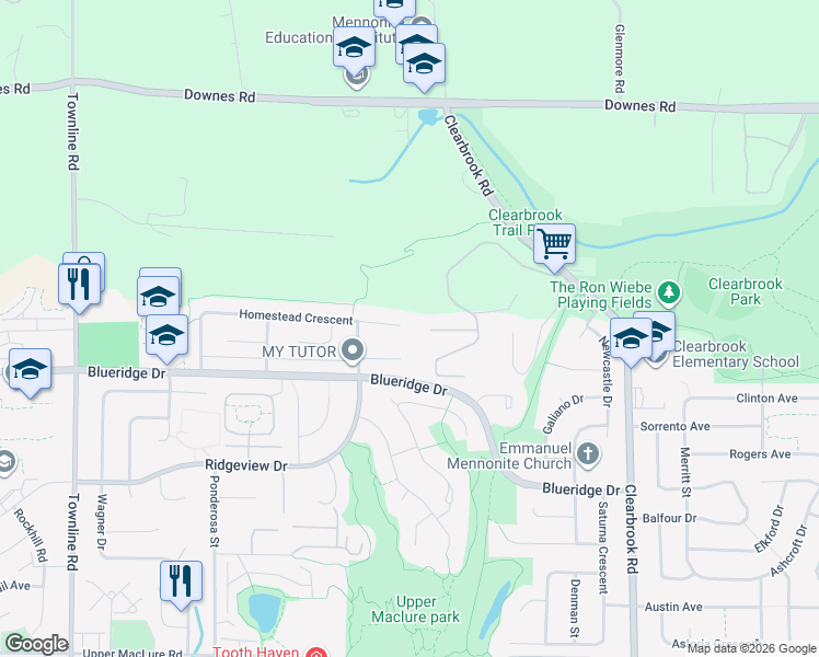 map of restaurants, bars, coffee shops, grocery stores, and more near 31638 Harmony Court in Abbotsford