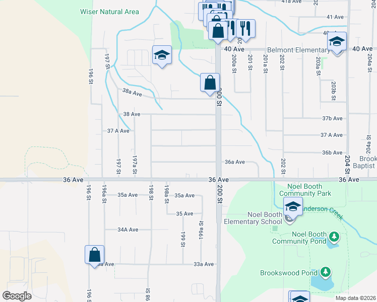 map of restaurants, bars, coffee shops, grocery stores, and more near 19890 37 Avenue in Langley City