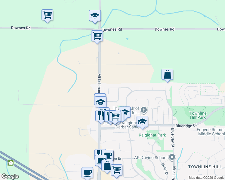 map of restaurants, bars, coffee shops, grocery stores, and more near 30482 Northridge Way in Abbotsford