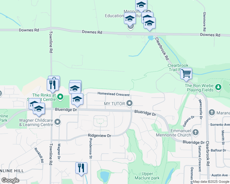 map of restaurants, bars, coffee shops, grocery stores, and more near 31533 Homestead Crescent in Abbotsford