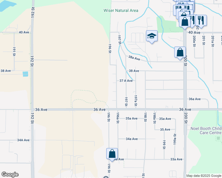 map of restaurants, bars, coffee shops, grocery stores, and more near 3701 196A Street in Langley